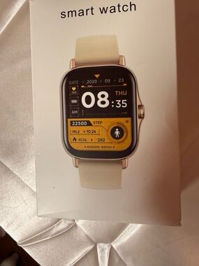 Smart Watch - Cream Silicone Band